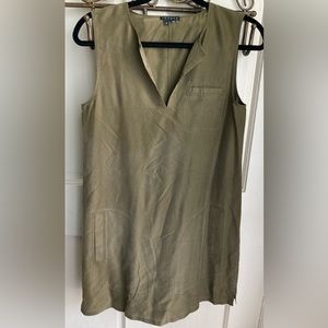 Theory Olive Silk Shirtdress